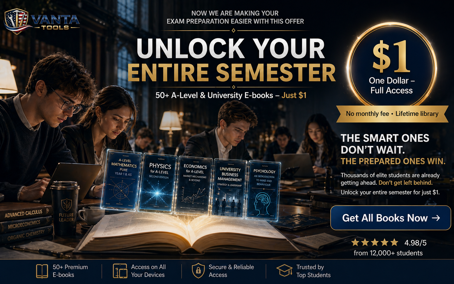 50 bestselling eBooks bundle for $1 one-time payment